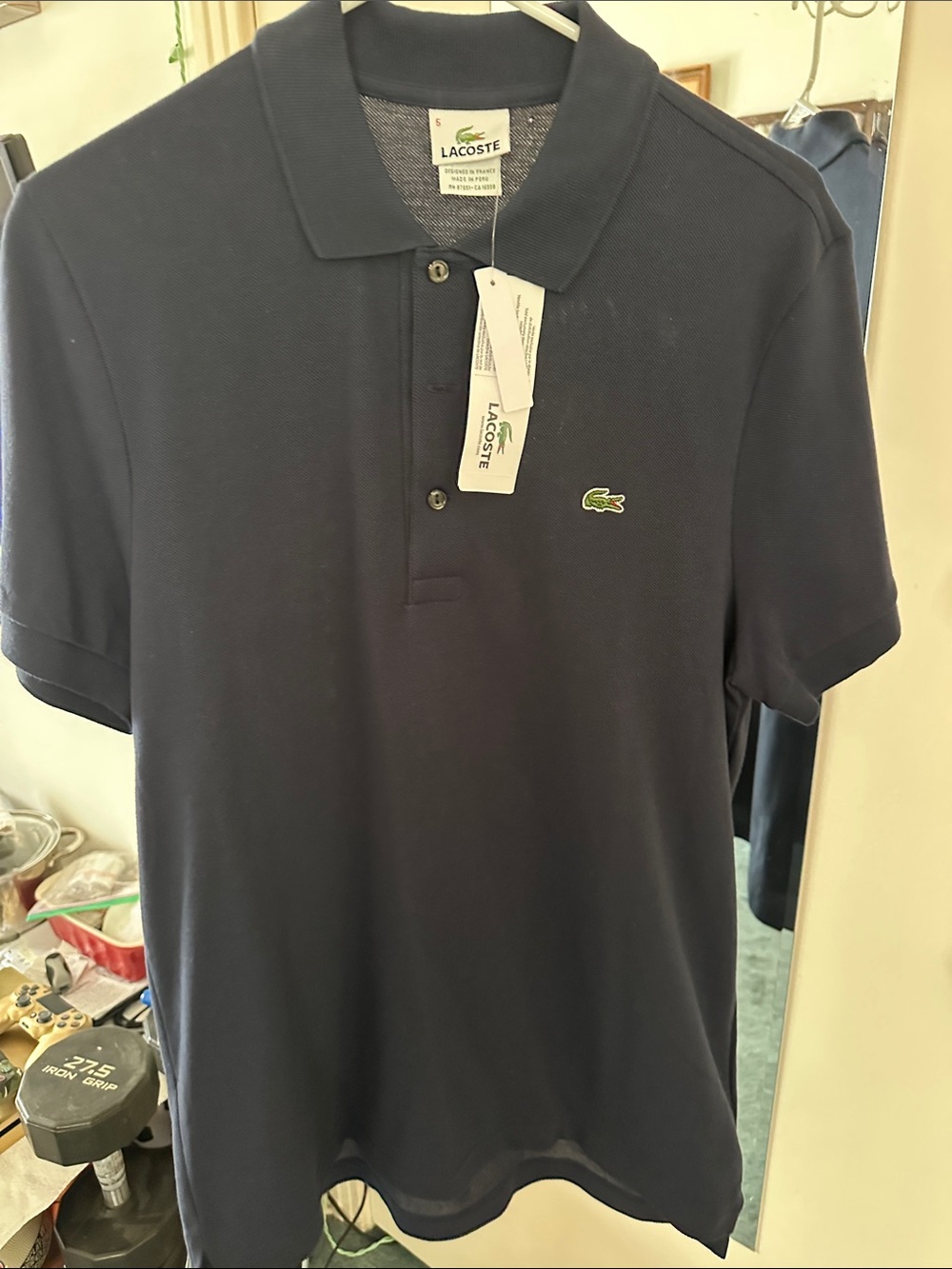 Lacoste Mens Short Sleeve 100% Cotton Polo Shirt New Medium Size 5 Navy Blue
